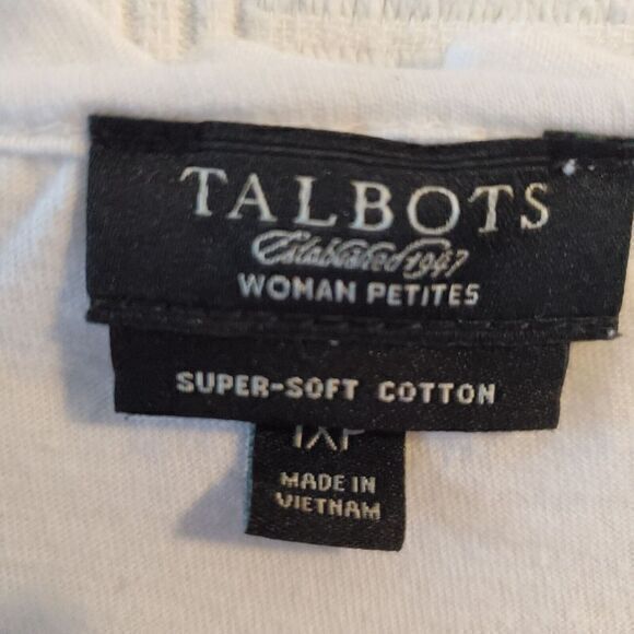 Talbots Woman Plus Petites Top‎ Womens 1XP Pima Super Soft Cotton White Ruffle - Picture 3 of 10